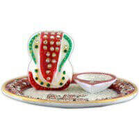 Traditional & Marble Gifts - MG-Ganpati marble thali