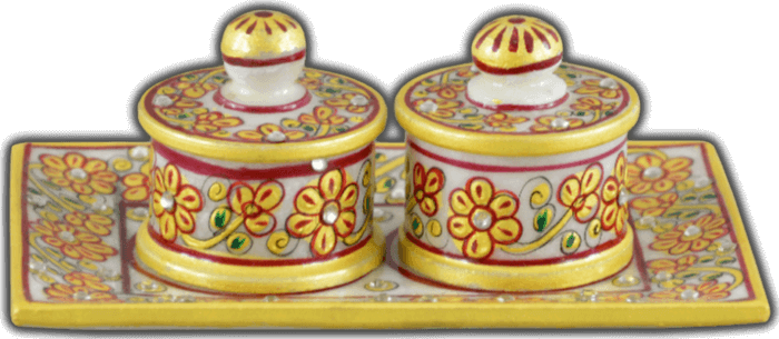 Traditional Gifts - TG-Marble Soopari bowl tray set - 2
