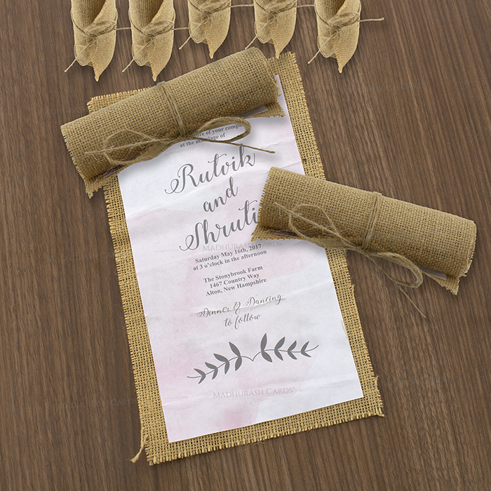 test Scroll Wedding Invitations - SC-Jute Scroll