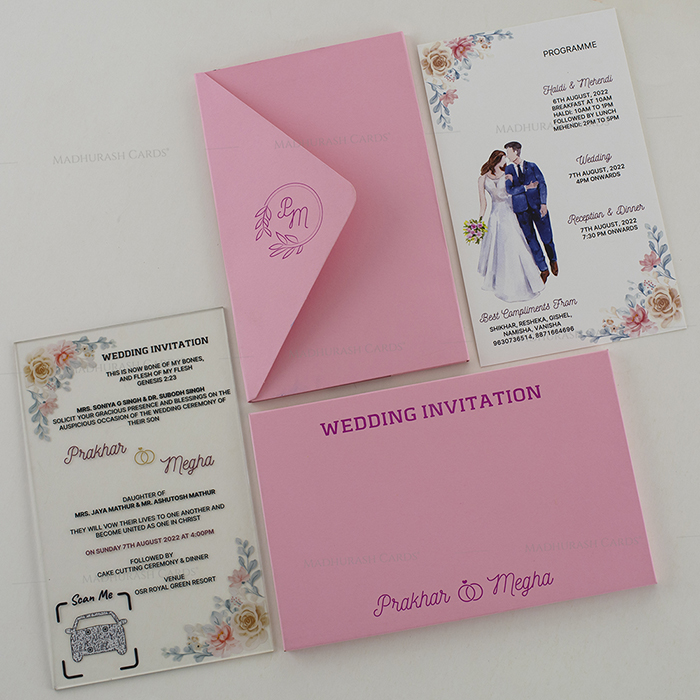Acrylic Wedding Invites AWI-9417Pink 