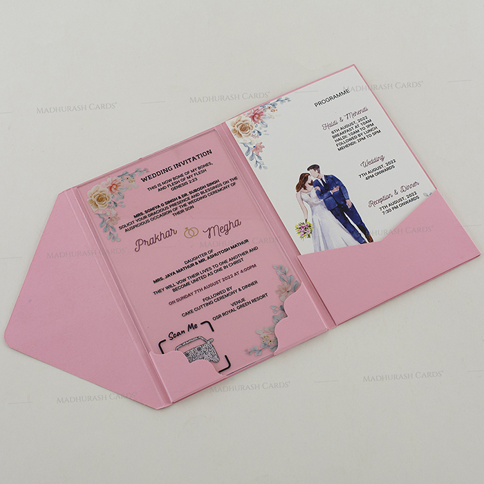 Acrylic Wedding Invites - AWI-9417Pink - 5